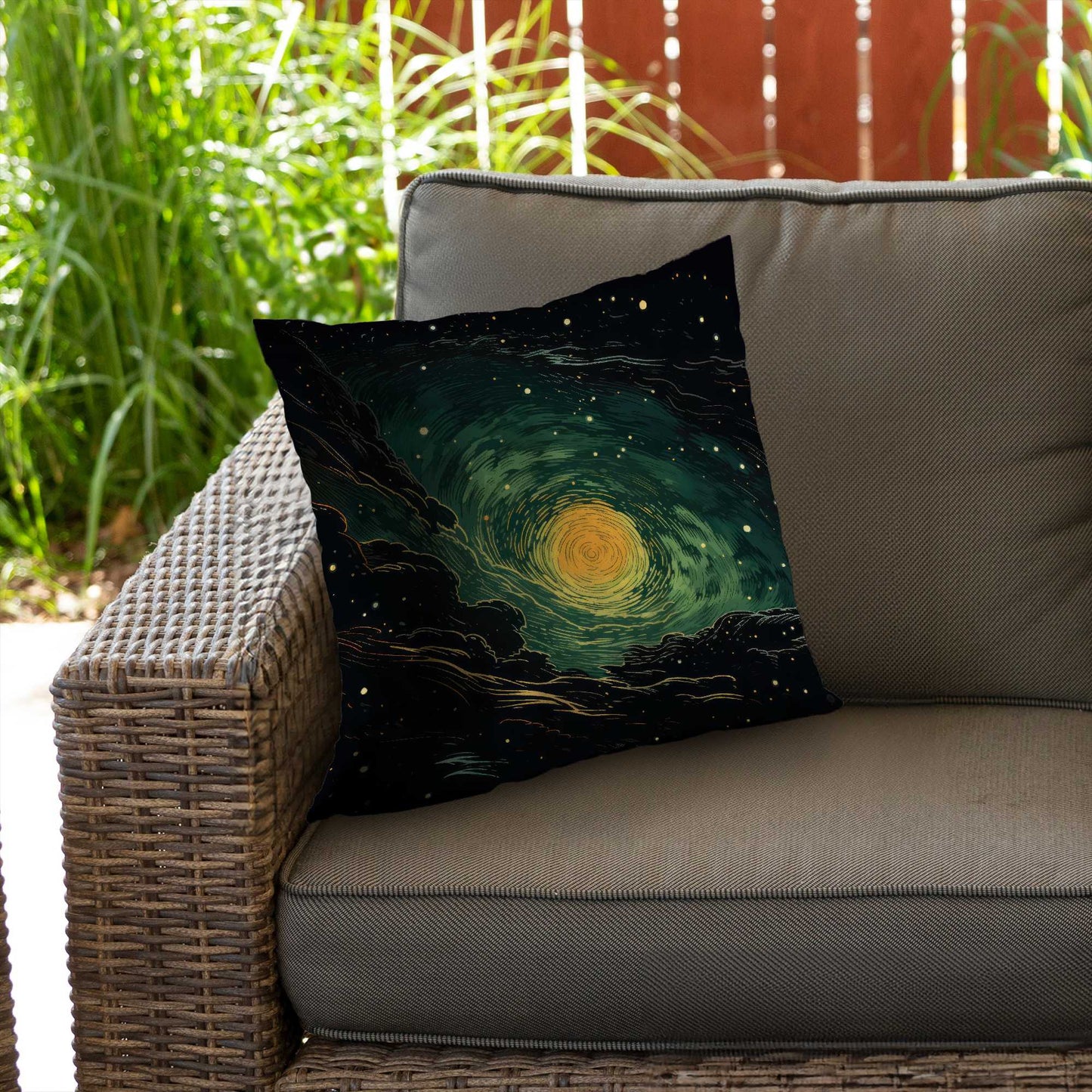 Coussin décoratif en sergé polyester « Turmoil in Space » | Accessoire de décoration intérieure