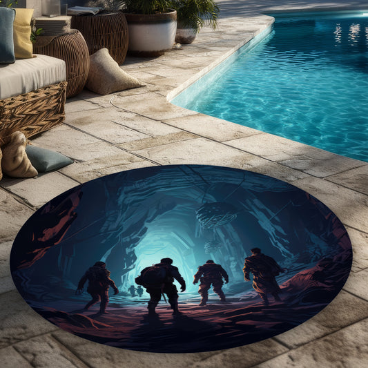 Tapis d'extérieur rond Secret Society - Décoration d'intérieur élégante