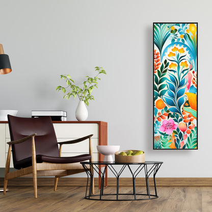 Flowing Flowers - Orange Framed Canvas for Home Decor