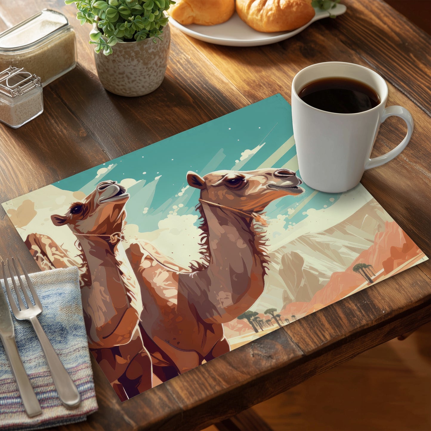 Two Camels Polyester Placemat | Stylish Home Decor Accent