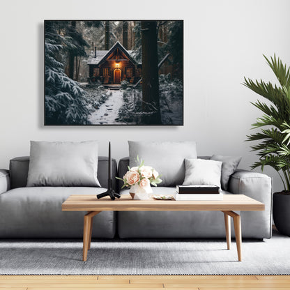 The lone cabin - 36"x36" Framed canvas