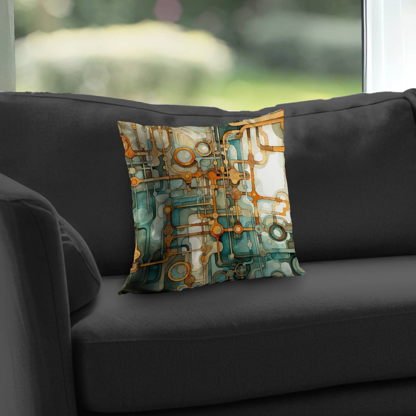 Turns and bends Turquoise Poly Twill Throw Pillow | Decor
