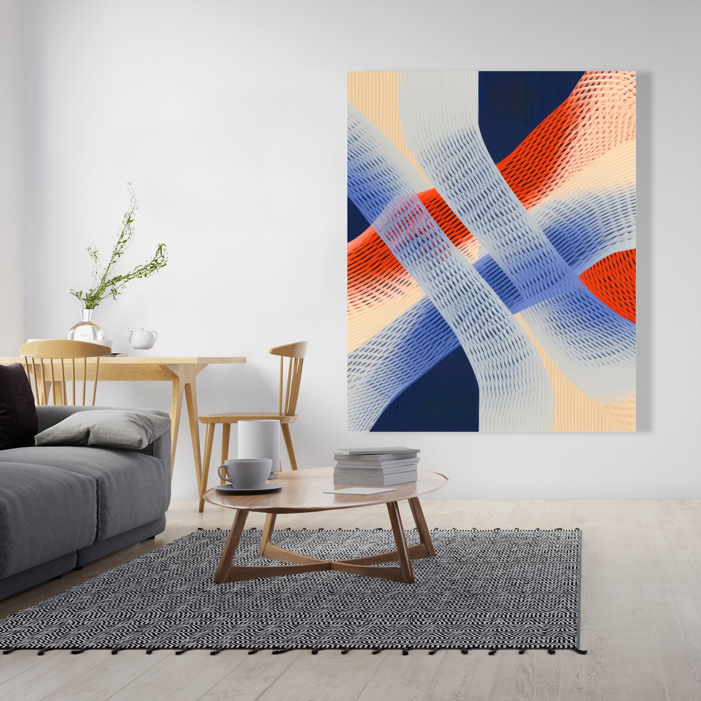 Abstract Threading - White Canvas Home Decor Art Piece