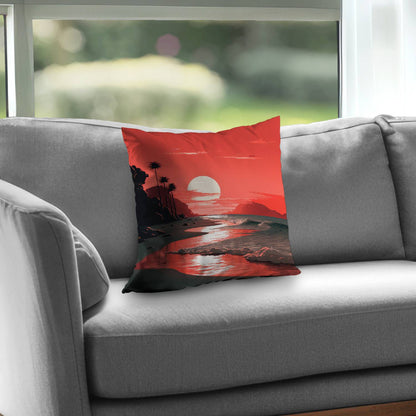 Blood Sun Poly Twill Throw Pillow - Stylish Home Decor