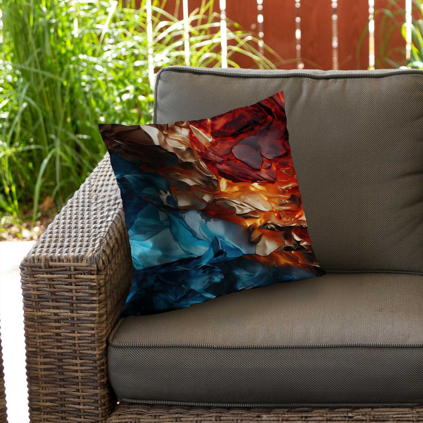 Coussin décoratif en sergé de polyester à contraste minéral - Accessoire de décoration intérieure