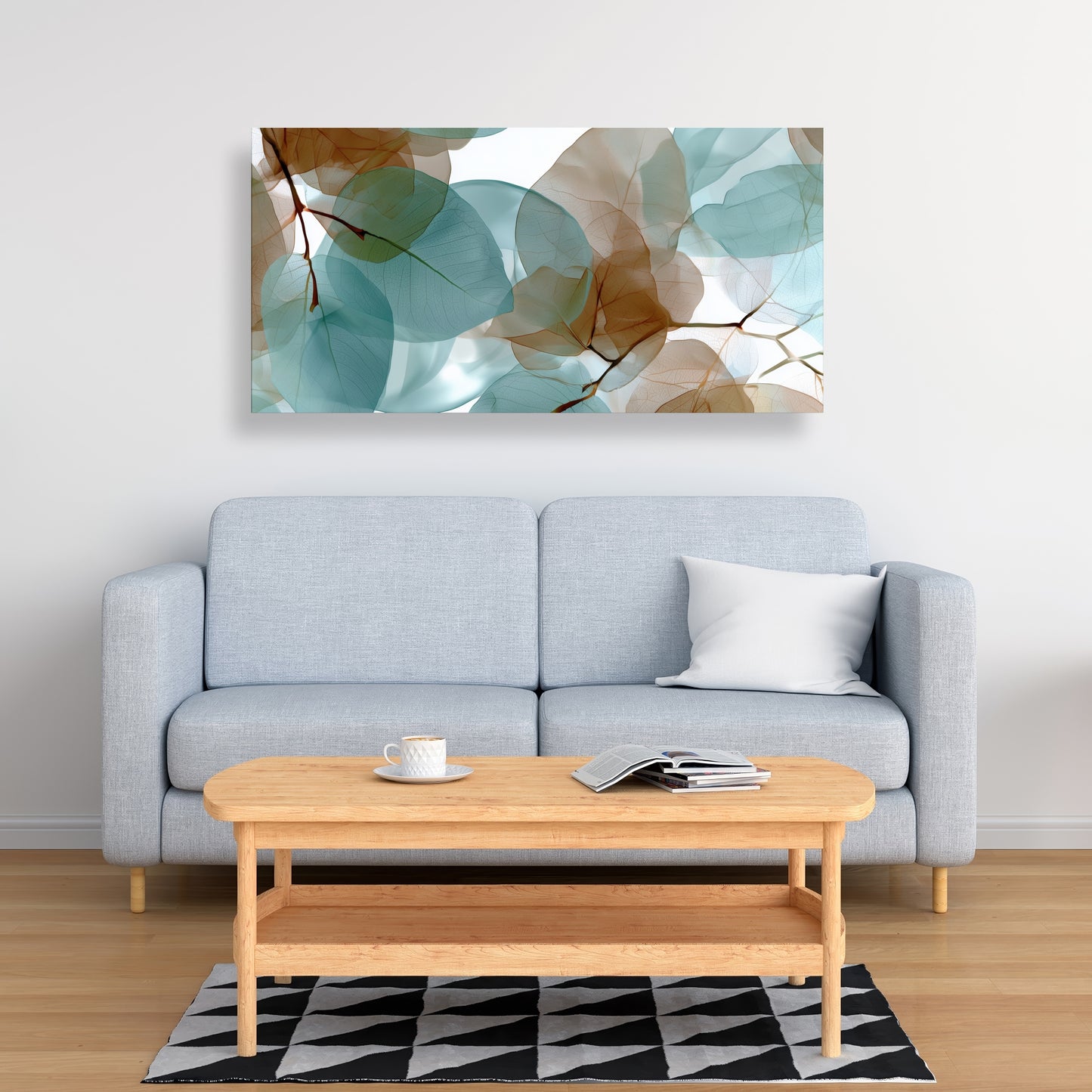 Translucent Leaves - Turquoise Canvas for Home Decor
