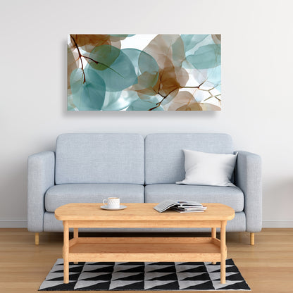 Translucent Leaves - Turquoise Canvas for Home Decor