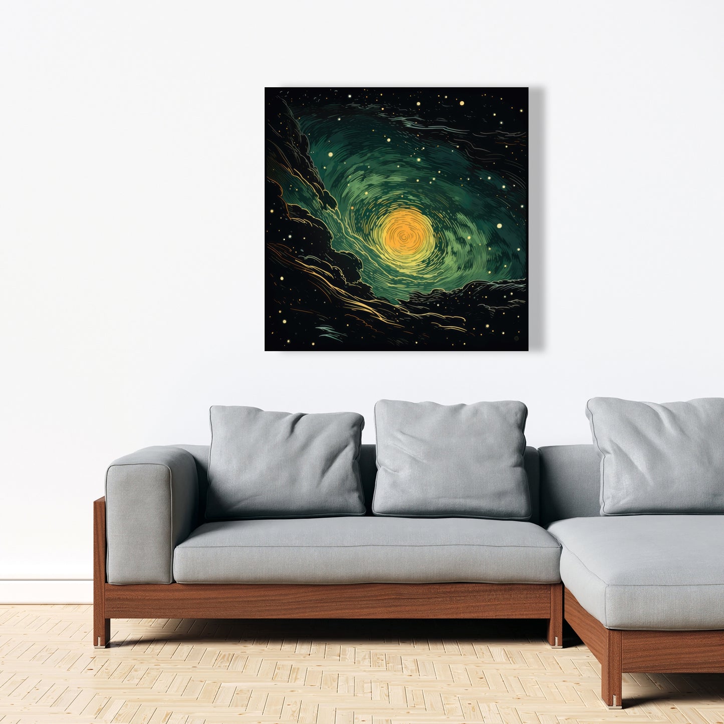 Turmoil in Space - Yellow Canvas Art for Home Decor
