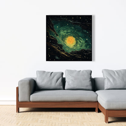 Turmoil in Space - Yellow Canvas Art for Home Decor
