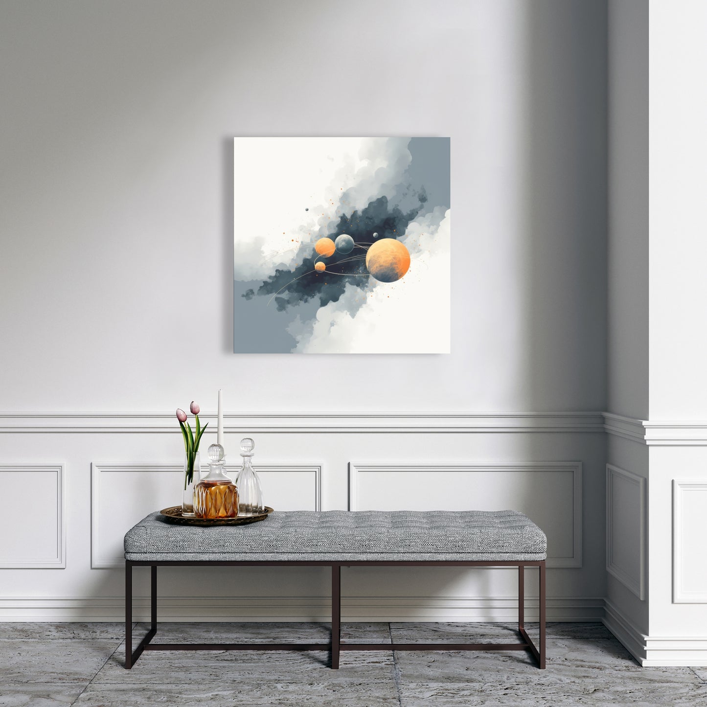Circle of Planets - White Canvas Home Decor Wall Art