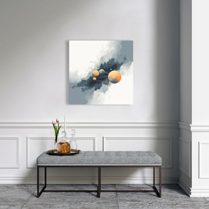 Circle of Planets - White Canvas Home Decor Wall Art