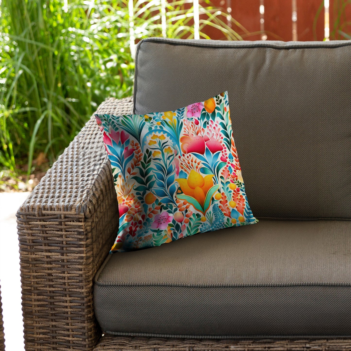 Flowing Flowers Pink Poly Twill Throw Pillow | Home Decor Insert