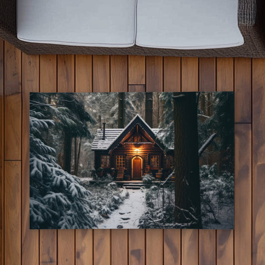 The lone cabin - Orange outdoor area rug for home decor