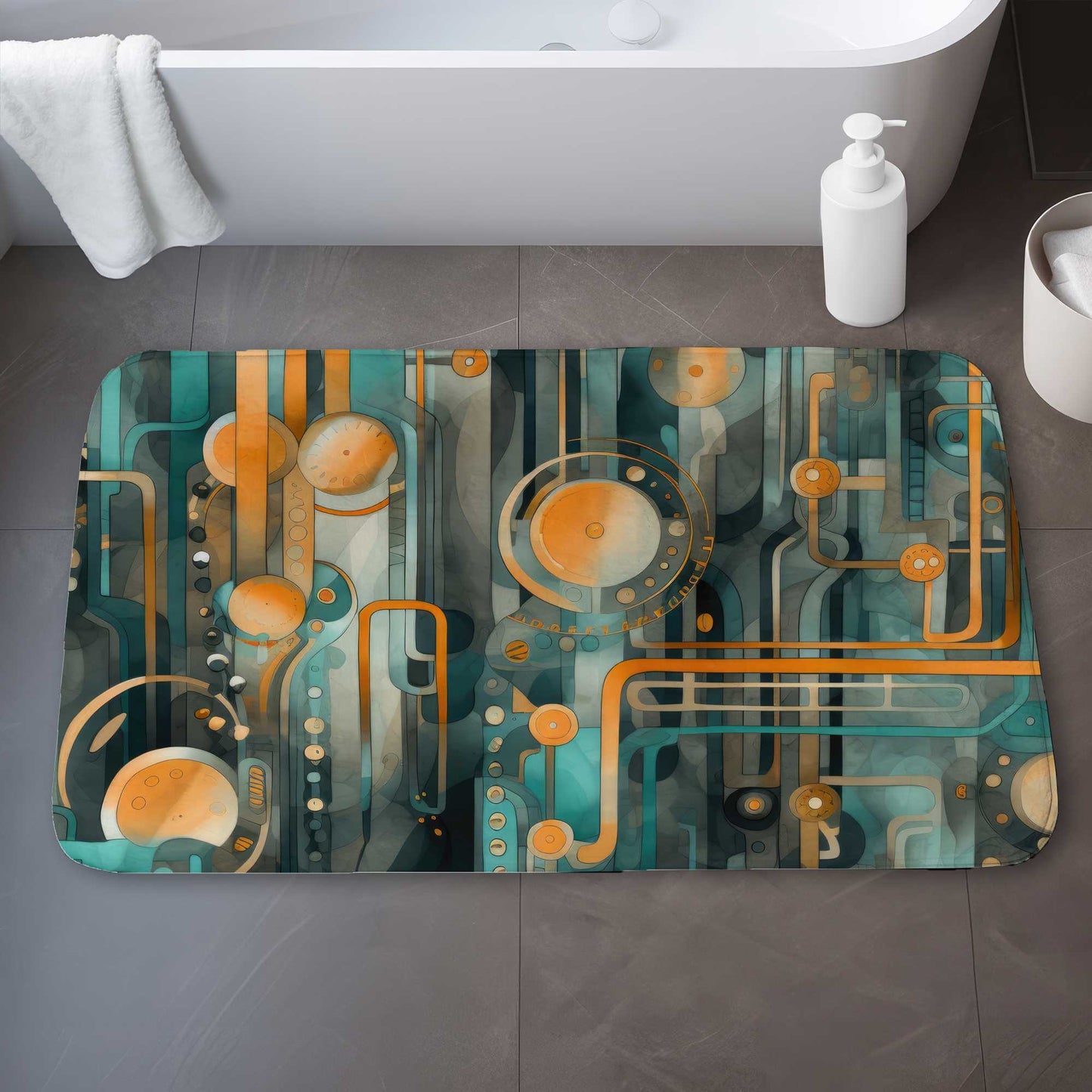 Astrological Machinery Gold Bath Mat | Home Decor Accent