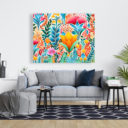 Flowing Flowers - Green Canvas for Elegant Home Decor