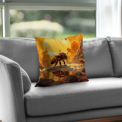 Bee World Poly Twill Throw Pillow - Home Decor Accent Pillow