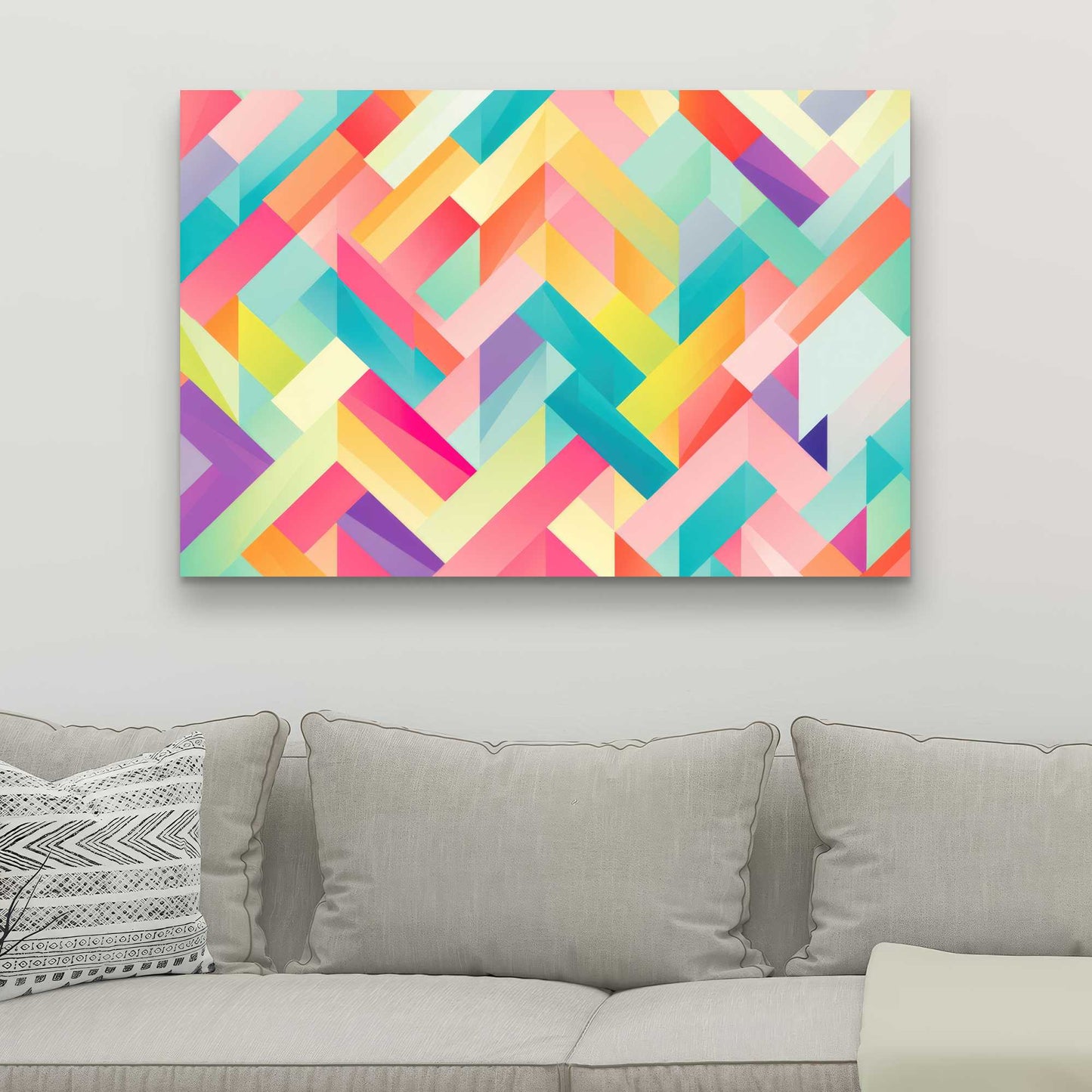 Stripe Harmony - Turquoise Canvas Wall Art for Home Decor
