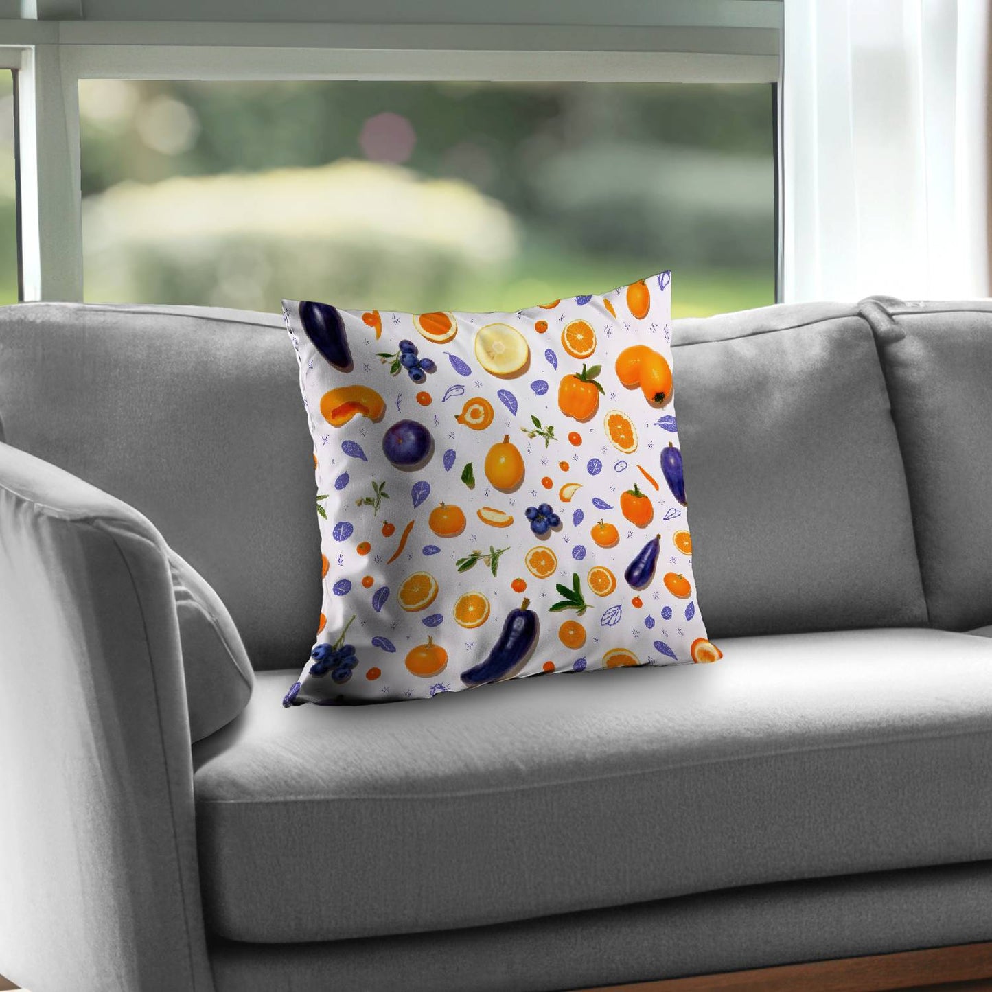 Orange and purple - Throw pillow - Print on demand