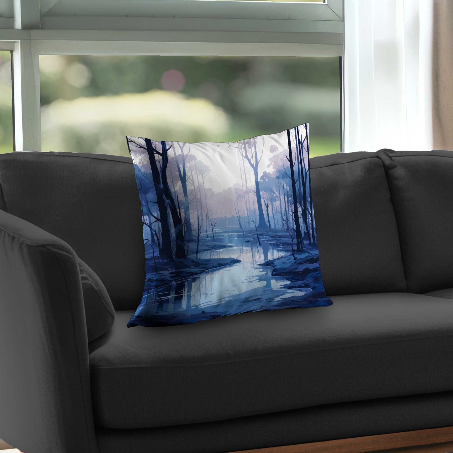 Cold and Muddy Blue Poly Twill Throw Pillow Insert | Decor