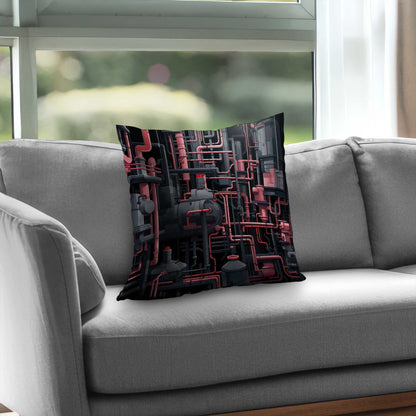 Dark pipes Gray poly twill throw pillow insert for home