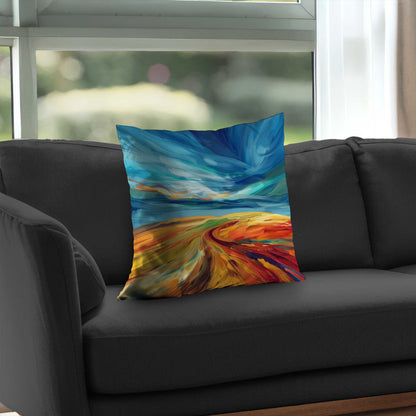Land flow Yellow Poly Twill Throw Pillow - Home Decor Insert