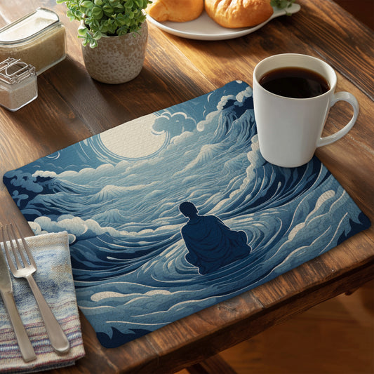 Infinite Wisdom - White Braided Polyester Placemat for Home Decor