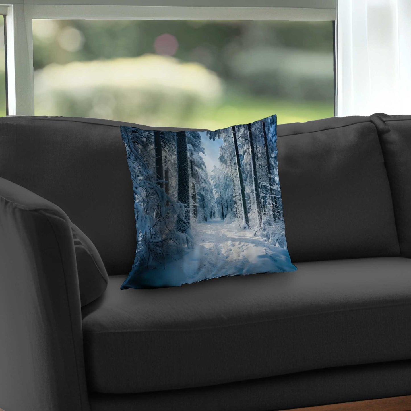 Coussin décoratif en sergé polyester Cold Forest | Accessoire de décoration intérieure