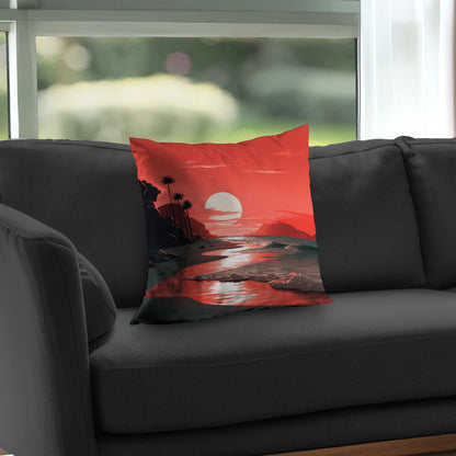 Blood Sun Poly Twill Throw Pillow - Stylish Home Decor