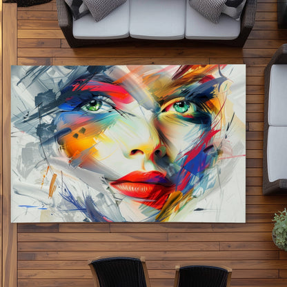 Abstract Look Red Outdoor Area Rug for Home Decor - Stylish