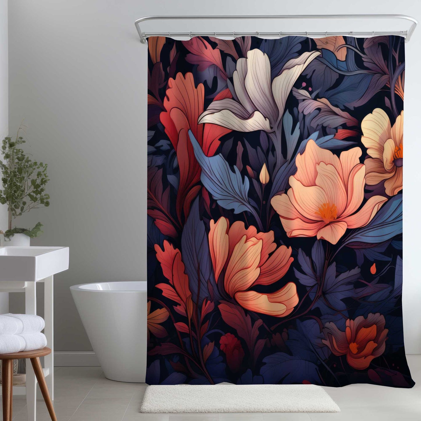 Rideau de douche « Blooming Uninterrupted » | Décoration d'intérieur élégante
