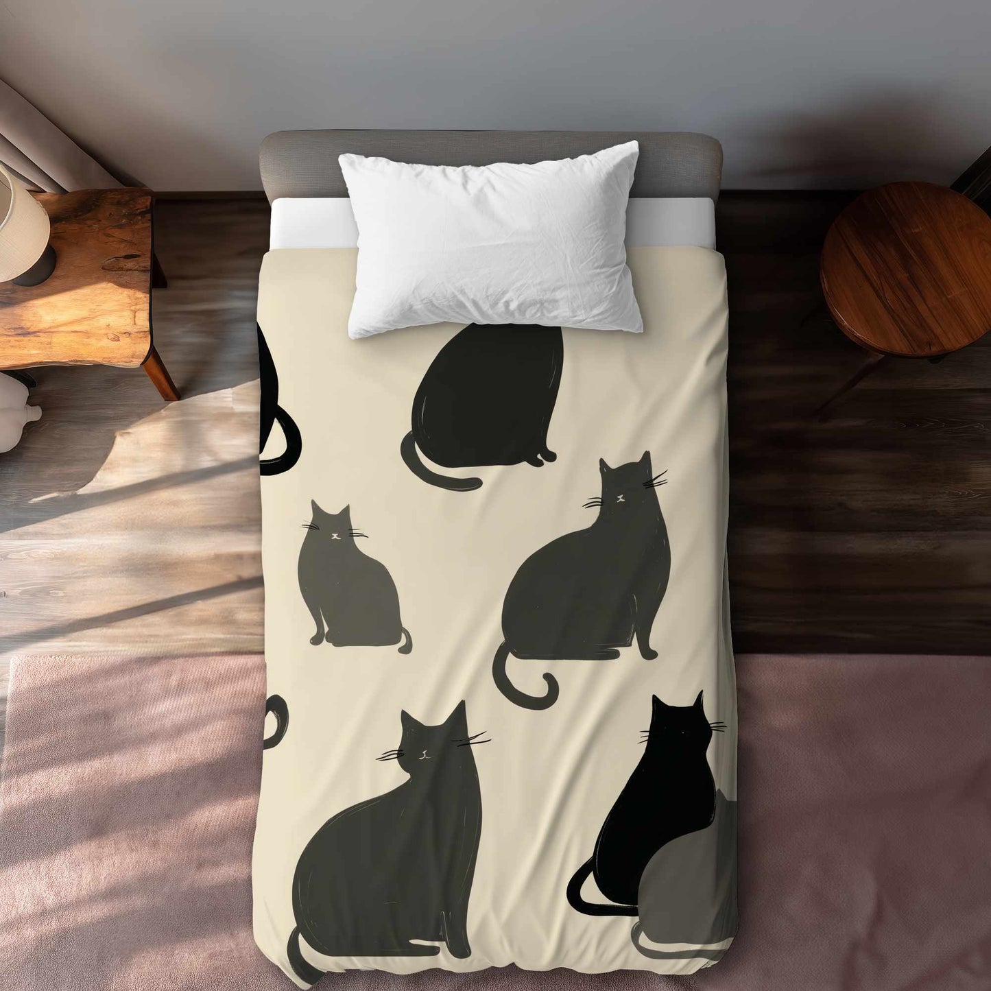 Housse de couette Rassemblement de chats silencieux | Décoration d'intérieur douillette