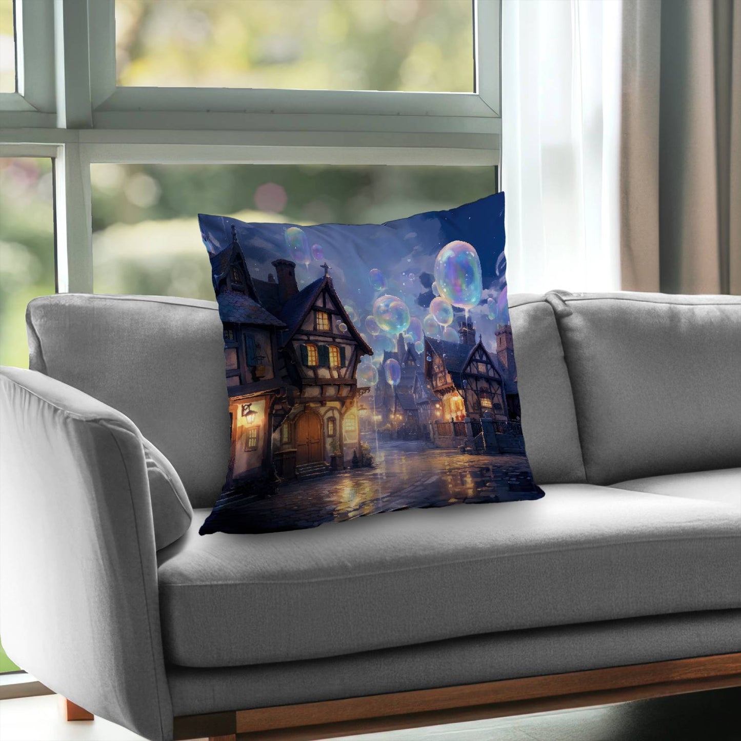 Bloopy town - Throw pillow - Print on demand