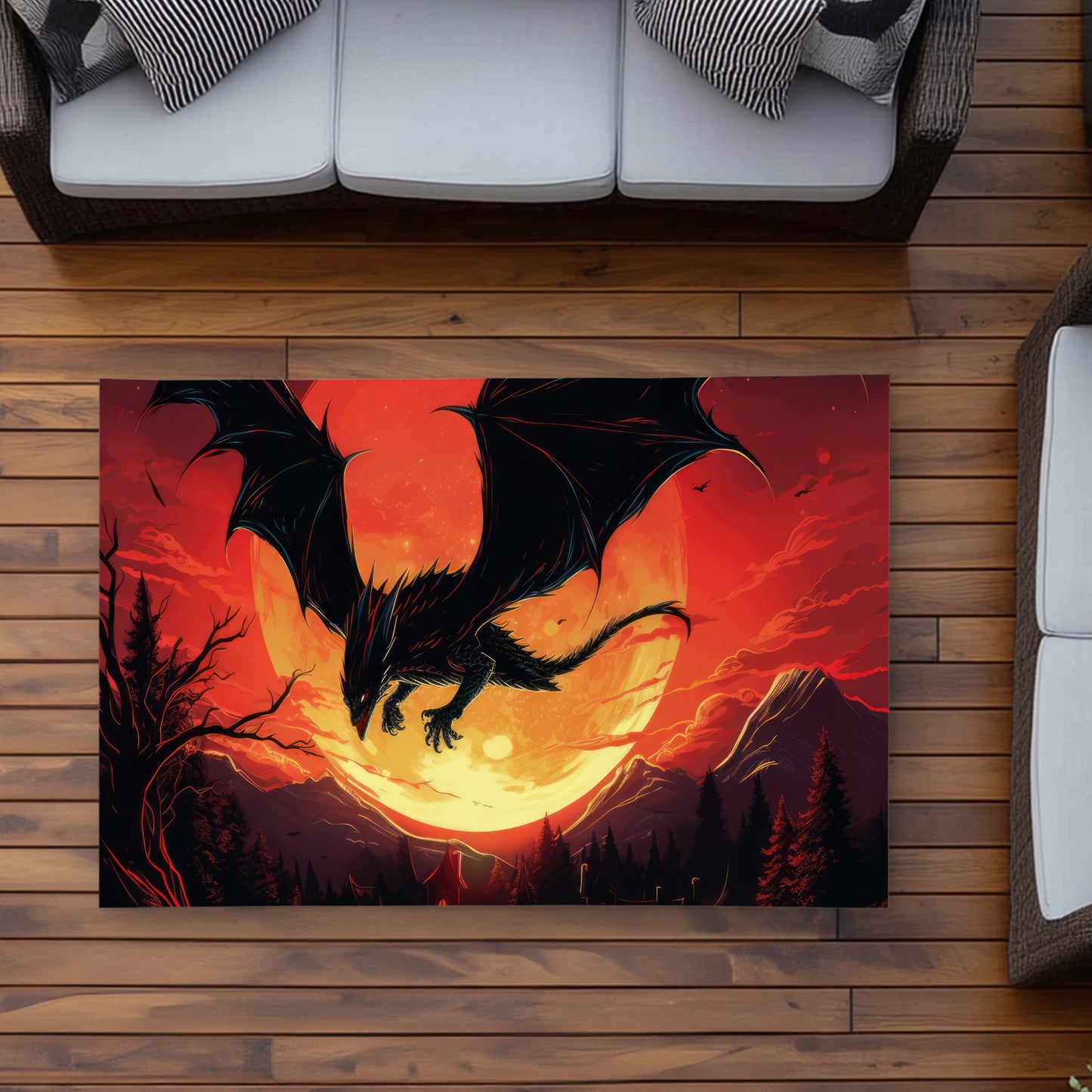 The dragon's wrath - Orange outdoor area rug for home decor