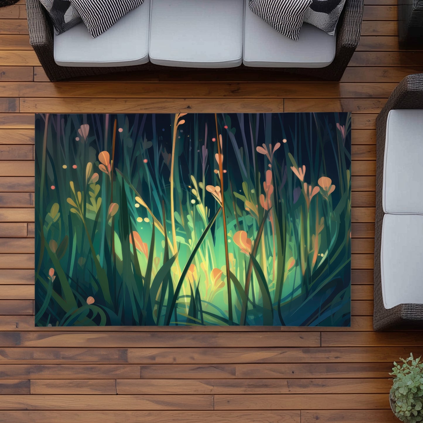 Between Twigs Turquoise Outdoor Area Rug for Home Decor