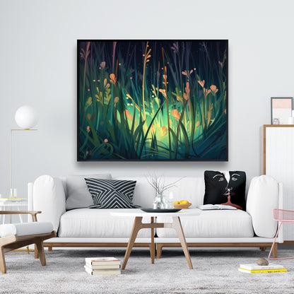 Between Twigs - Turquoise Framed Canvas for Home Decor