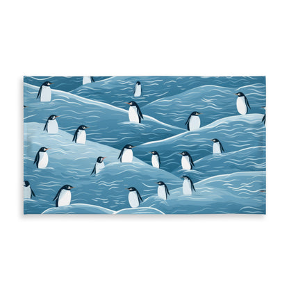 Penguins Wandering Blue Indoor Outdoor Tablecloth | Home Decor