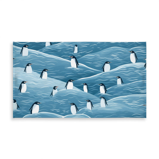 Penguins Wandering Blue Indoor Outdoor Tablecloth | Home Decor