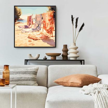 Warm Sands - Beige Framed Canvas Art for Home Decor