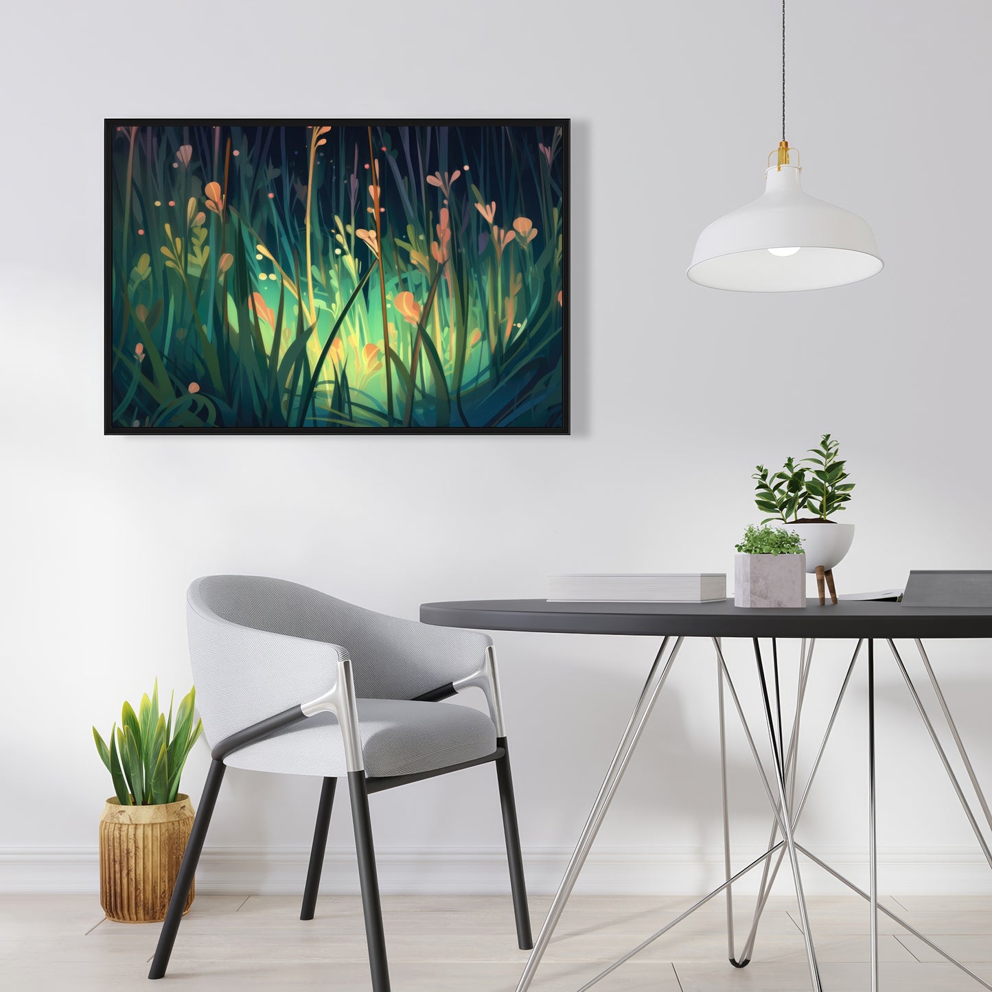 Between Twigs - Turquoise Framed Canvas for Home Decor