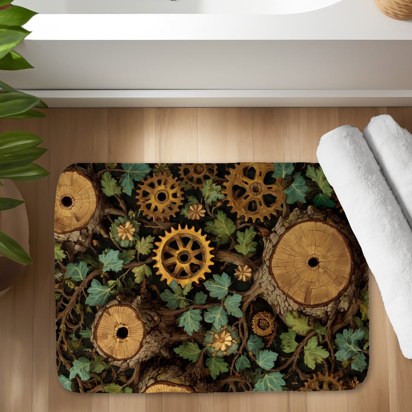 Hiding gears - 17"x24" Bath mat