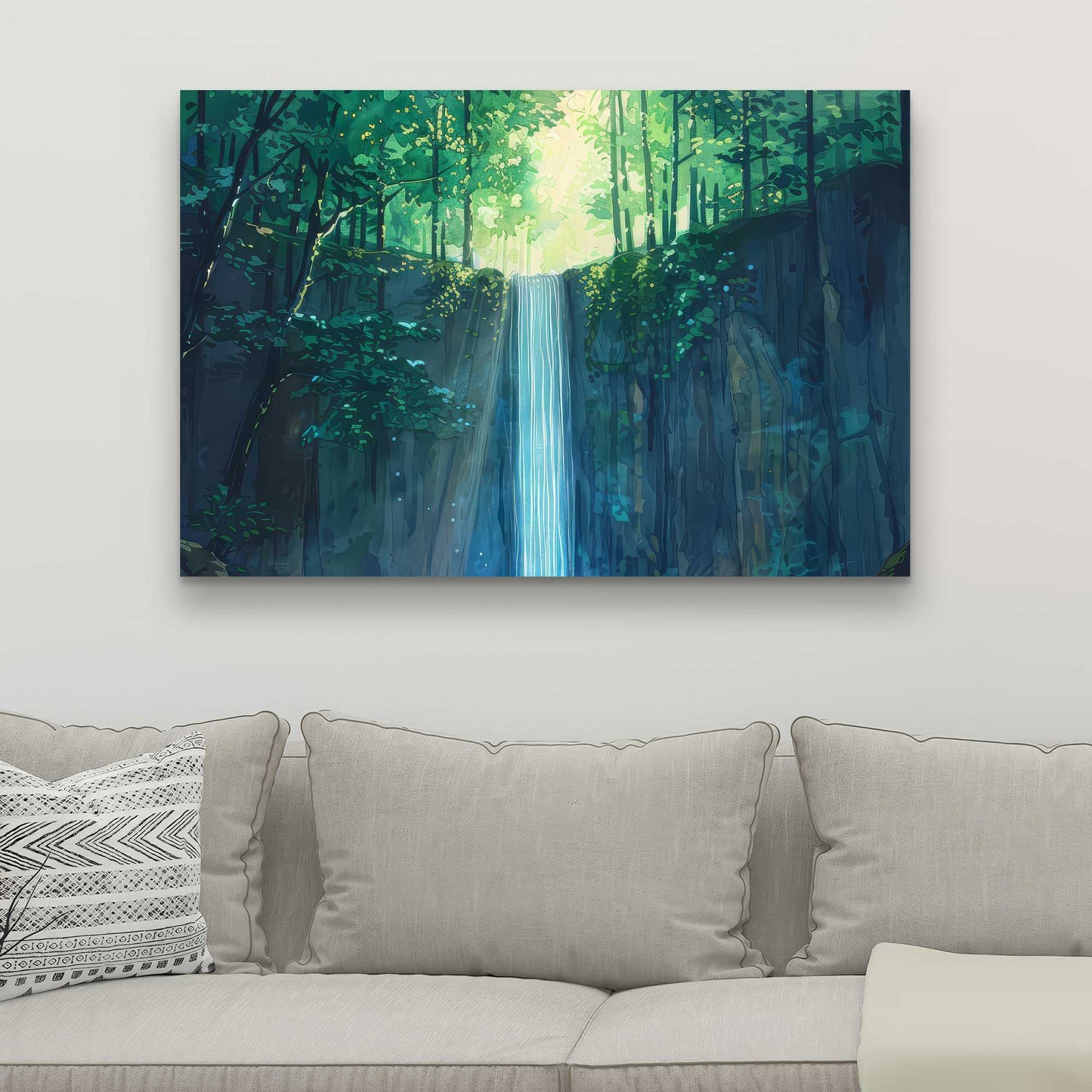 Waterfall Gray Canvas Art for Elegant Decor | Modern Design