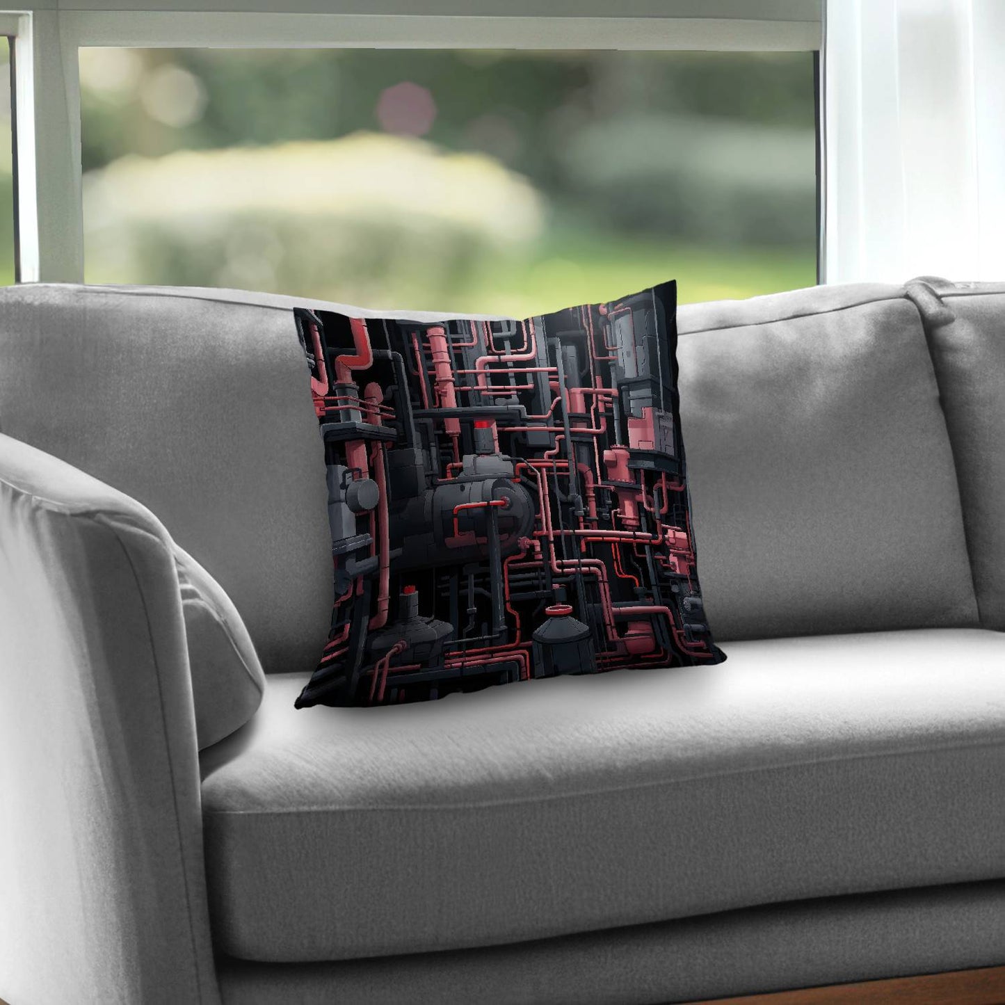 Dark pipes Gray poly twill throw pillow insert for home