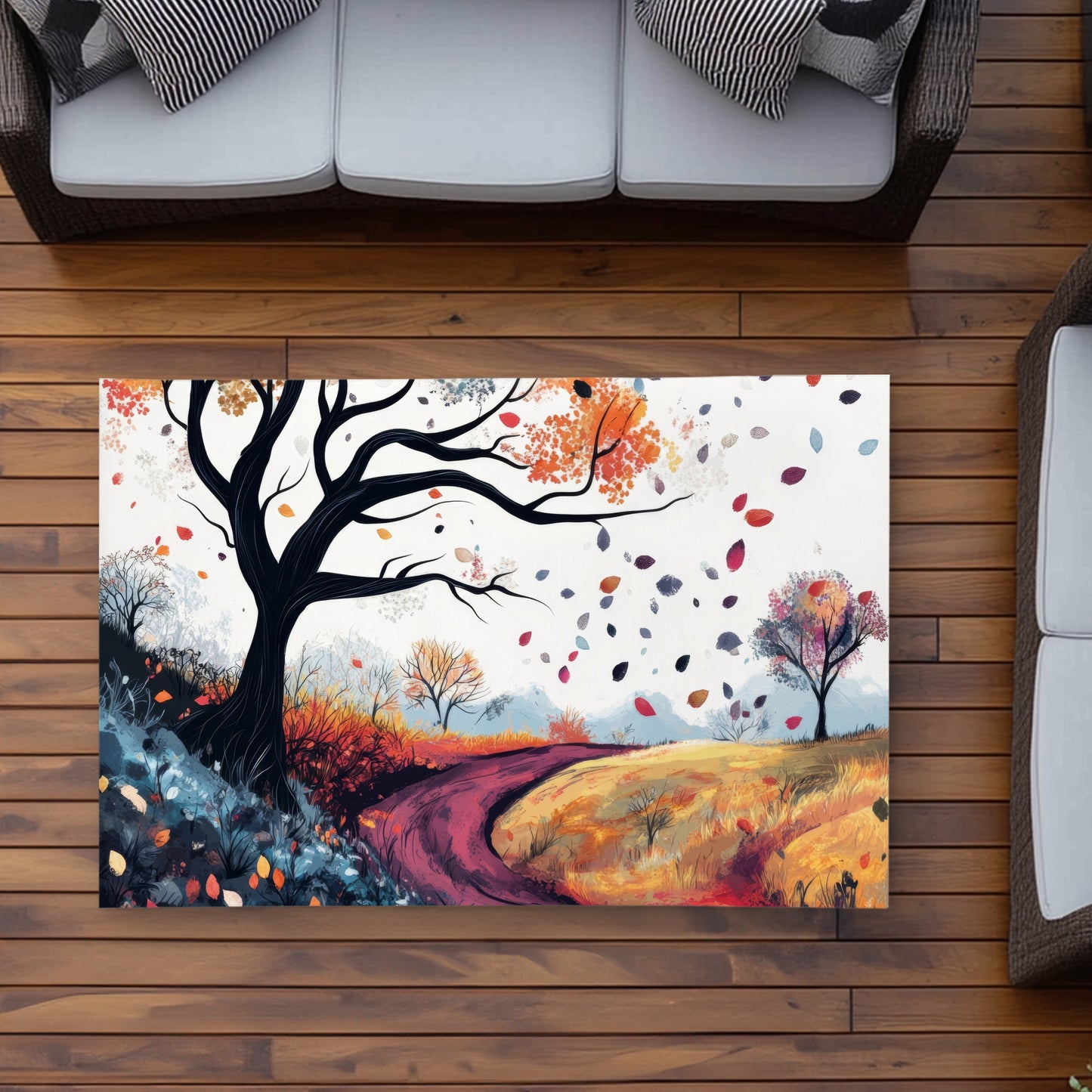 Tapis d'extérieur « Feuilles volantes » | Accent élégant pour la décoration intérieure