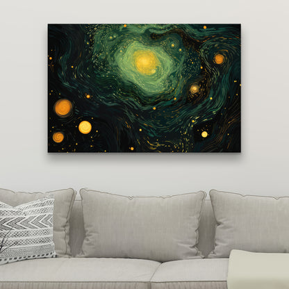 Illuminated in Space - Black Canvas Home Decor Art Print