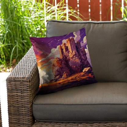 Coussin décoratif en sergé de polyester « Les Derniers Vestiges » pour la maison