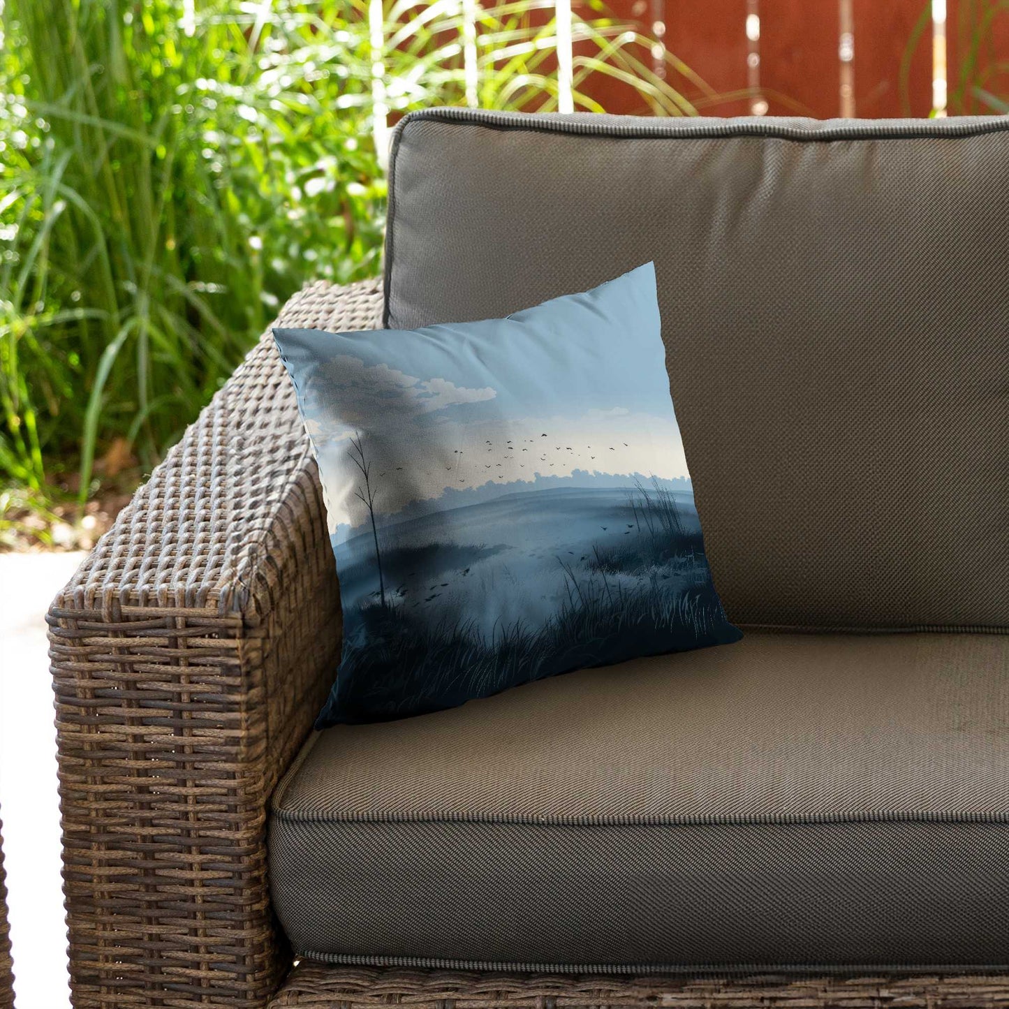 Evening Marsh Gray Poly Twill Throw Pillow | Decor Insert