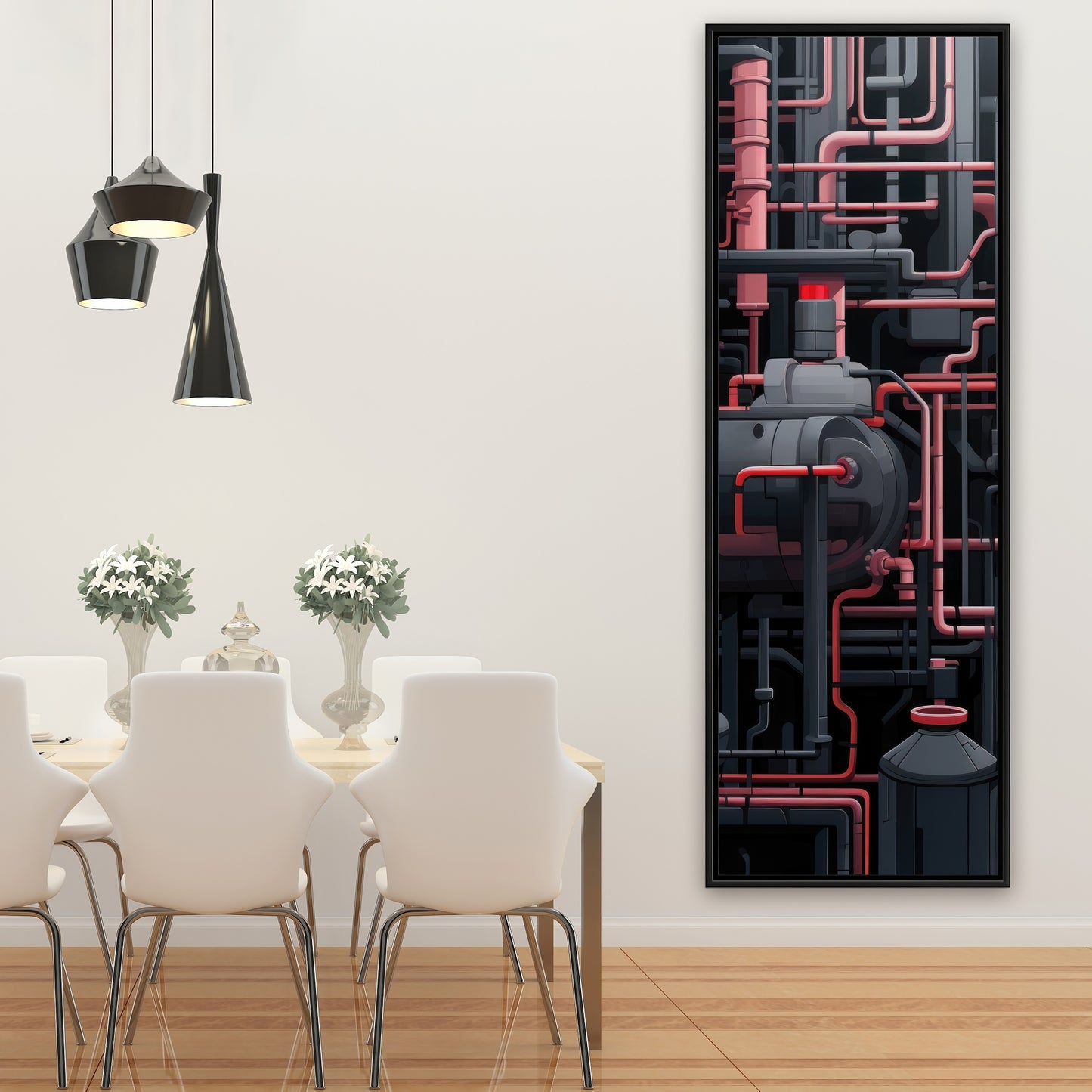 Dark pipes - 36"x36" Framed canvas