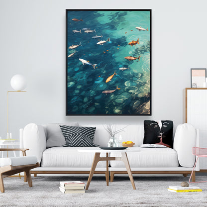 Swim ahead - 36"x36" Framed canvas
