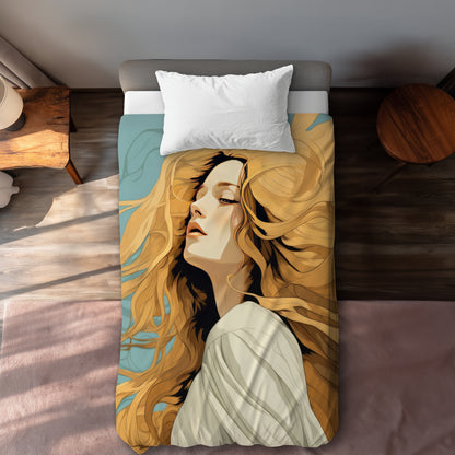Flowing Hair Turquoise Duvet Cover | Home Decor Essentials