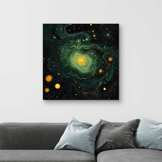 Illuminated in Space - Black Canvas Home Decor Art Print